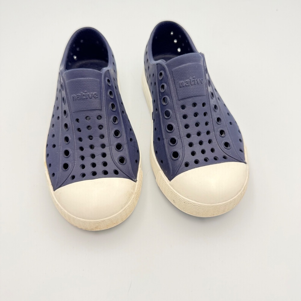 Native Jefferson Kids Navy Blue Slip On Perforated Sneakers Size C10